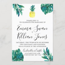 Invitation aquarelle Luau Tropical Pineapple