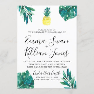 Invitation aquarelle Luau Tropical Pineapple