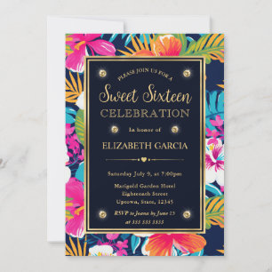 Invitation Aquarelle Lumineuse Fleurs de Preppy Tropical Swee