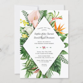 Invitation Aquarelle luxuriante Fleurs tropicales Mariage Feu