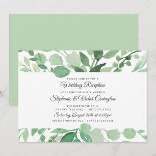 Invitation Aquarelle luxuriante Réception de mariage verte un