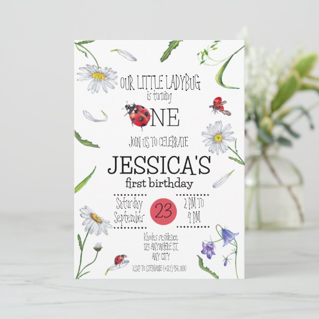 Invitation Aquarelle magique mignonne 1er anniversaire fille  (Debout devant)