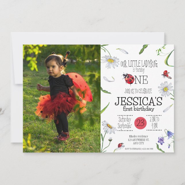 Invitation Aquarelle magique mignonne 1er anniversaire fille  (Devant)