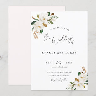 Invitation Aquarelle Magnolia Floral