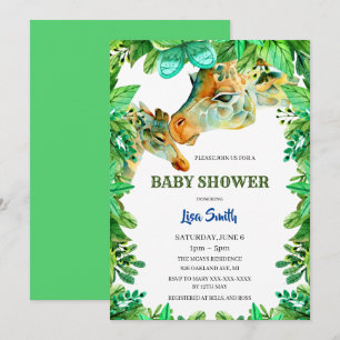 Invitation Aquarelle Maman Et Baby shower De Giraffes Bébé