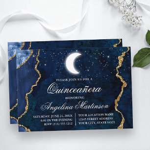 Invitation Aquarelle Marbre bleu Céleste Quinceanera