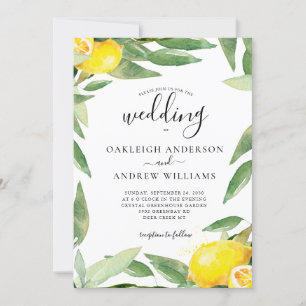 Invitation Aquarelle Mariage botanique de citron