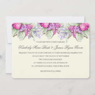 Invitation Aquarelle mariage Bouquet Purples