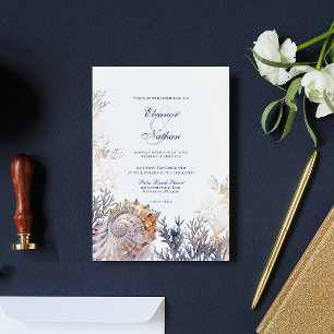 Invitation Aquarelle Mariage Coraux de coquillage