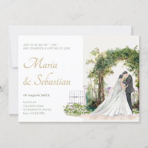 Invitation Aquarelle mariage couple élégance