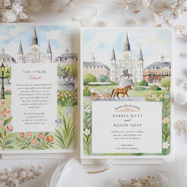 Invitation Aquarelle Mariage de la Nouvelle-Orléans (Créateur téléchargé)