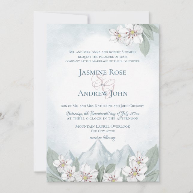Invitation Aquarelle Mariage de Mountain Laurel (Devant)