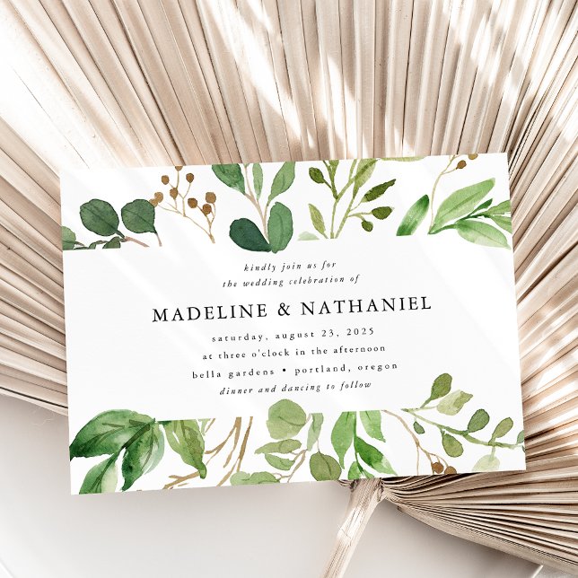 Invitation Aquarelle Mariage de verdure (Créateur téléchargé)