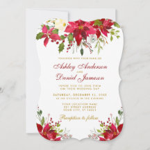 Aquarelle mariage Floral Poinsettia Or Rouge