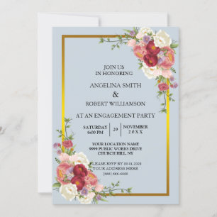 Invitation Aquarelle Mariage Gris Poussiéreux Or Blush Pêche