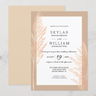 Invitation Aquarelle Mariage Pampas Chic Neutre