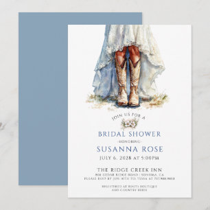 Invitation Aquarelle Mariée Dans Fête des mariées Bottes Cowg
