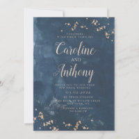 Aquarelle Marine bleu étoile Rose Mariage or