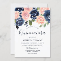 Aquarelle marine et bleu Quinceañera 15e anniversa