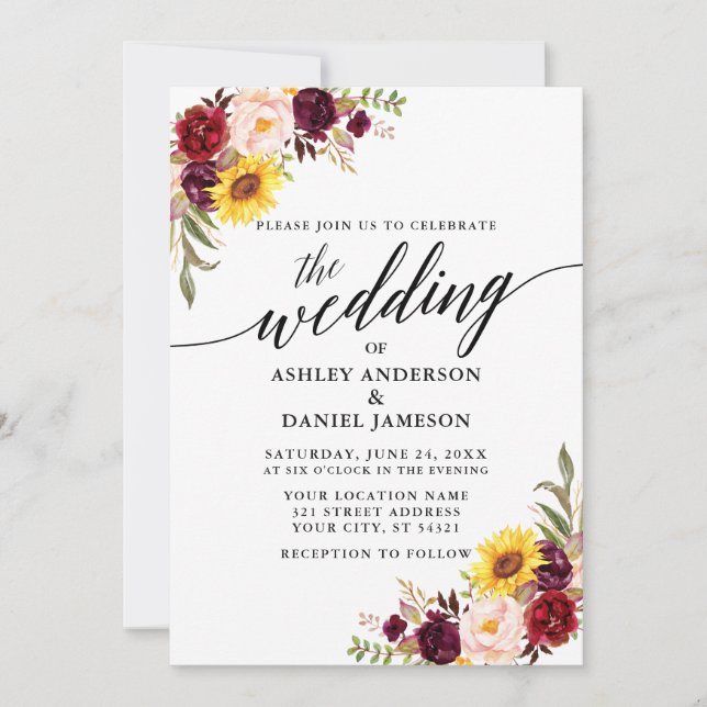 Invitation Aquarelle mélangée Florale moderne Mariage de call (Devant)