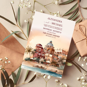 Invitation Aquarelle Mexique Cancun Destination Mariage
