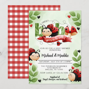 Invitation Aquarelle mignonne Baby shower d'insecte du scarab