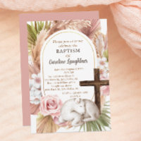 Aquarelle mignonne Bébé Agneau Fille Baptême