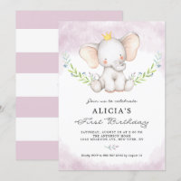 Aquarelle mignonne bébé éléphant fille premier ann