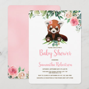 Invitation aquarelle mignonne ours rose Baby shower fille