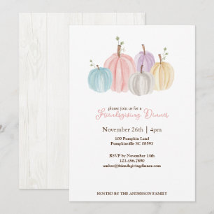 Invitation Aquarelle mignonne Pastel Citrouilles Thanksgiving