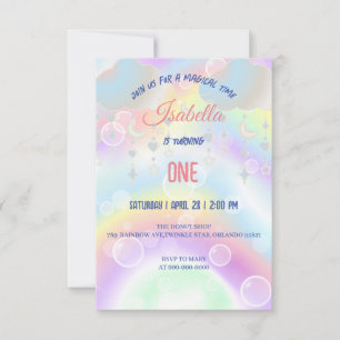 Invitation Aquarelle mignonne pastel Unicorns Arc-en-ciel Ann