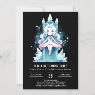 Invitation Aquarelle mignonne princesse Anniversaire