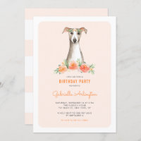Aquarelle mignonne Whippet Peach Floral Anniversai