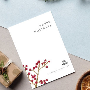 Invitation Aquarelle minimale Berry Fir Noël d'entreprise