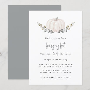 Invitation Aquarelle minimale Citrouille Foliage Friendsgivin