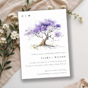 Invitation Aquarelle minimale Lilac Jacaranda Fiançailles arb