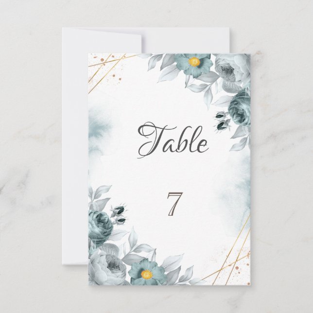 Invitation Aquarelle Mint Roses verts (Devant)