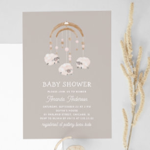 Invitation Aquarelle mobil mouton de porc mobile. Beau baby s