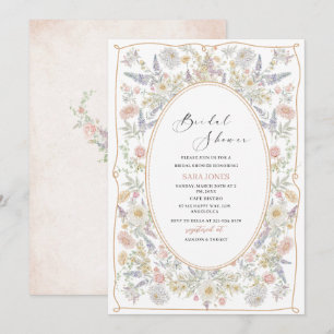 Invitation Aquarelle moderne Arc rose fleurs rétro Brides Sh