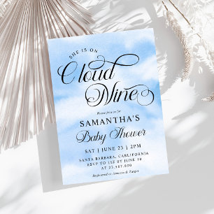 Invitation Aquarelle moderne Blue Cloud Neuf Baby shower
