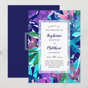 Invitation Aquarelle moderne Bold Marine violet Aqua Mariage
