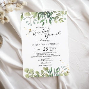 Invitation Aquarelle moderne Branche des Feuilles verts