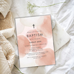 Invitation Aquarelle moderne bulle Baptême Croix de baptême