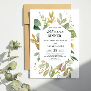 Invitation Aquarelle moderne Cadre vert feuille