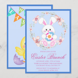 Invitation Aquarelle moderne Chasse aux oeufs de Brunch de Pâ