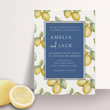 Aquarelle moderne citrons & Mariage de feuillage