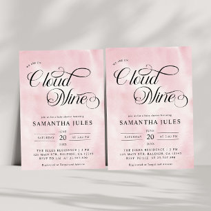 Invitation Aquarelle moderne Cloud rose Neuf Baby shower