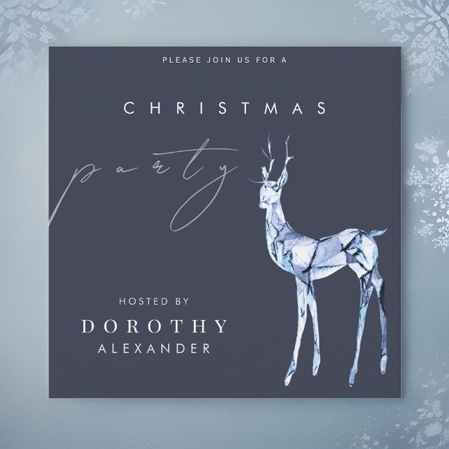 Invitation Aquarelle moderne Crystal Reindee fête de Noël (Créateur téléchargé)