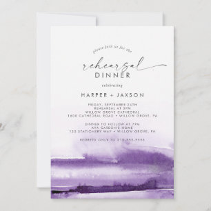 Invitation Aquarelle moderne Dîner de répétition violet