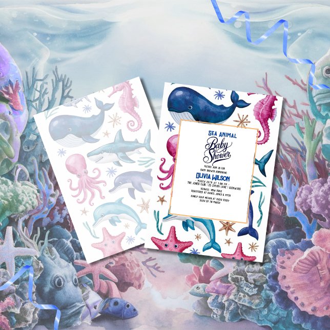 Invitation Aquarelle moderne et élégante baby shower animal m (Créateur téléchargé)